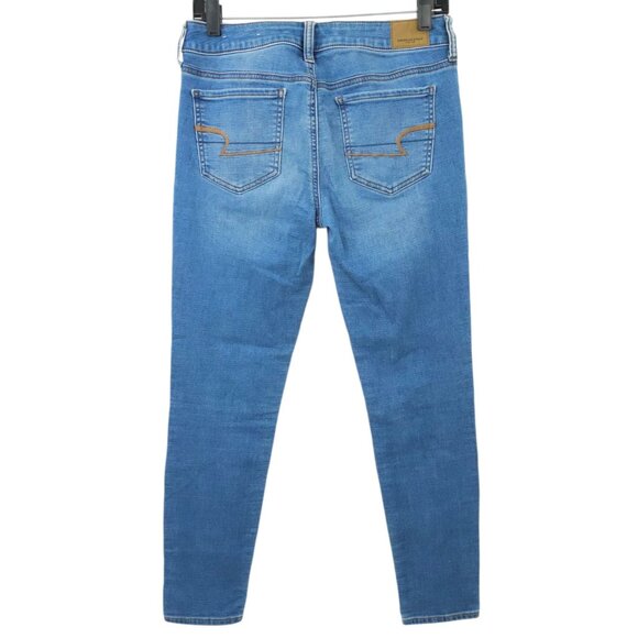 American Eagle Super Stretch Jegging Womens 8 Denim Jeans Low Rise Distressed - Picture 2 of 14